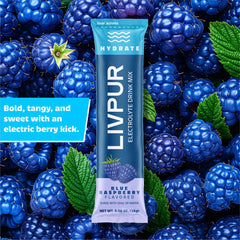 LivPur Hydrate bottle highlighting vitamins and minerals for energy.