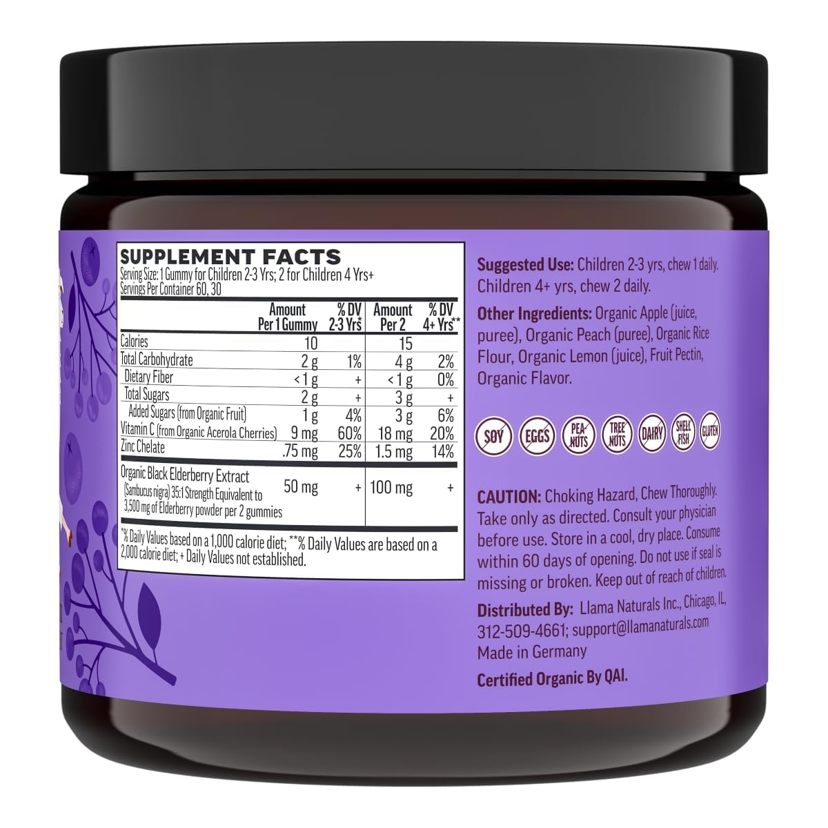 Dentist-friendly elderberry gummies without sugar cane or artificial ingredients