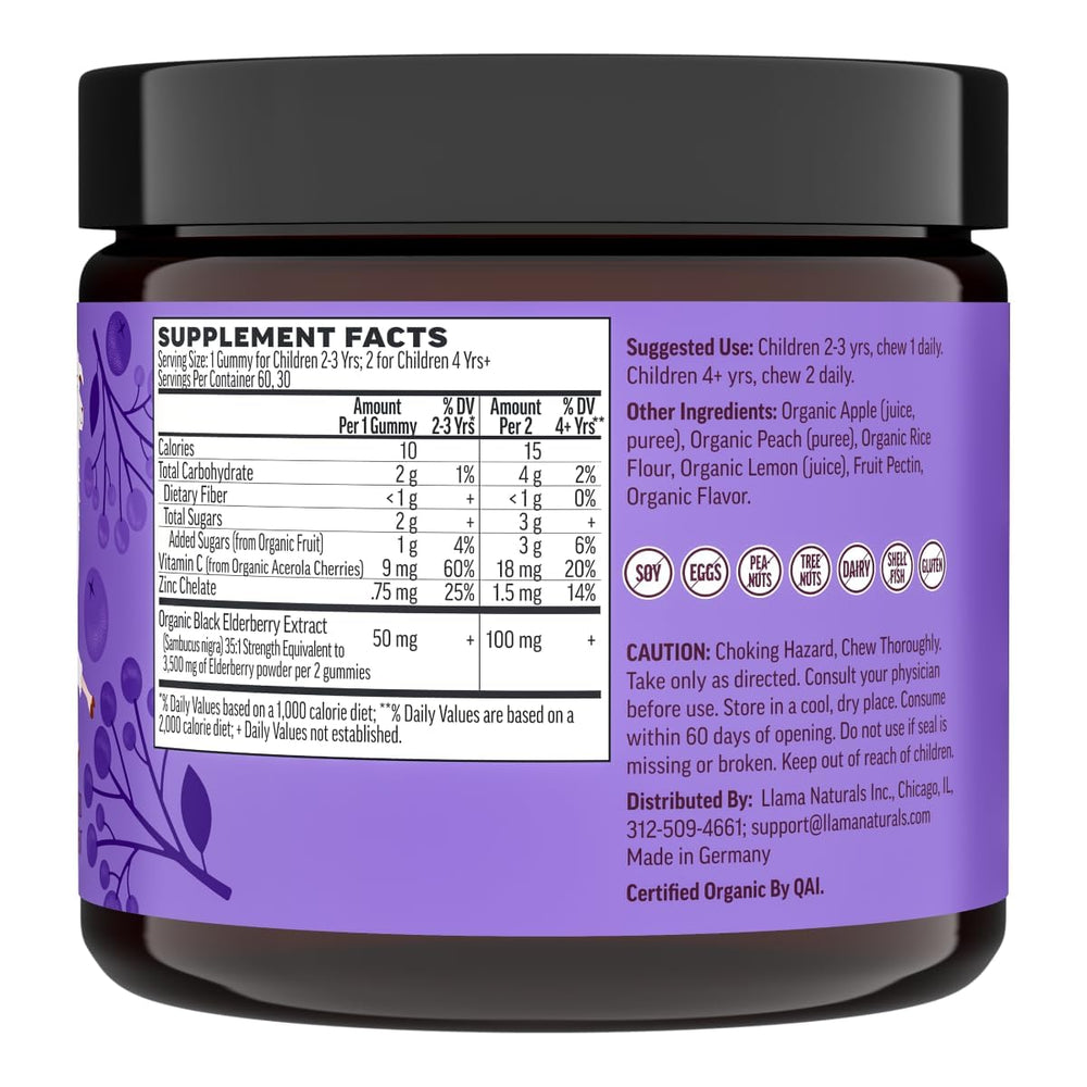 Dentist-friendly elderberry gummies without sugar cane or artificial ingredients