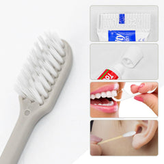 Hotel vanity kit contents: cotton pads, swabs, dental floss, nail file