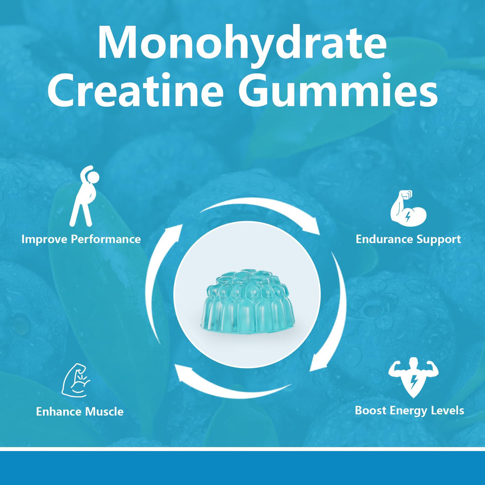 Close-up of LLQQIT Creatine Monohydrate Gummies showing 3g per serving