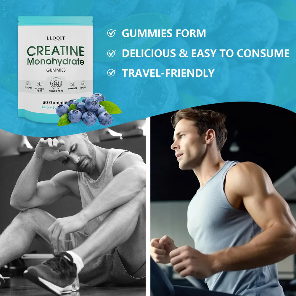 Blueberry creatine gummies in a clear blister pack