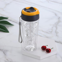 Front view of LMFUEN Electric Protein Shaker Bottle in yellow 21oz