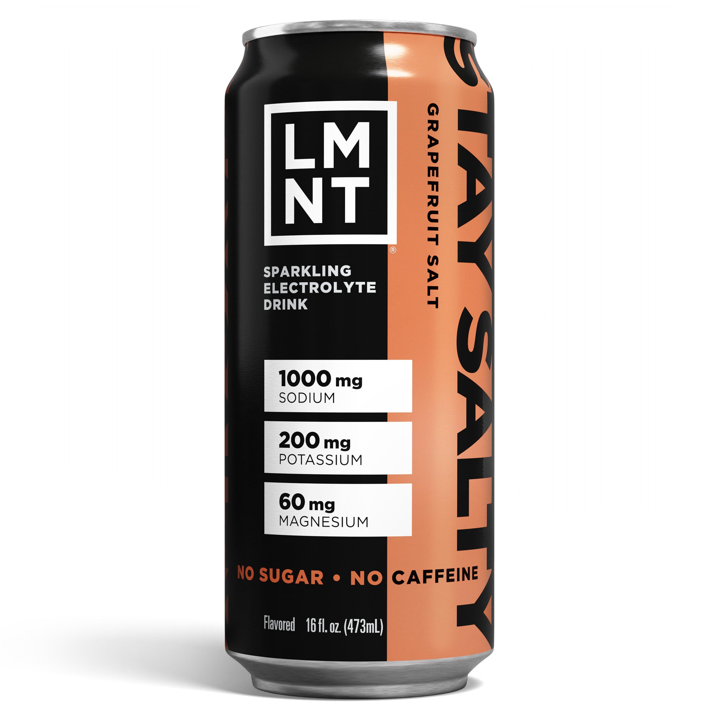 Box of LMNT Sparkling Electrolyte Water Grapefruit Salt - 12 cans