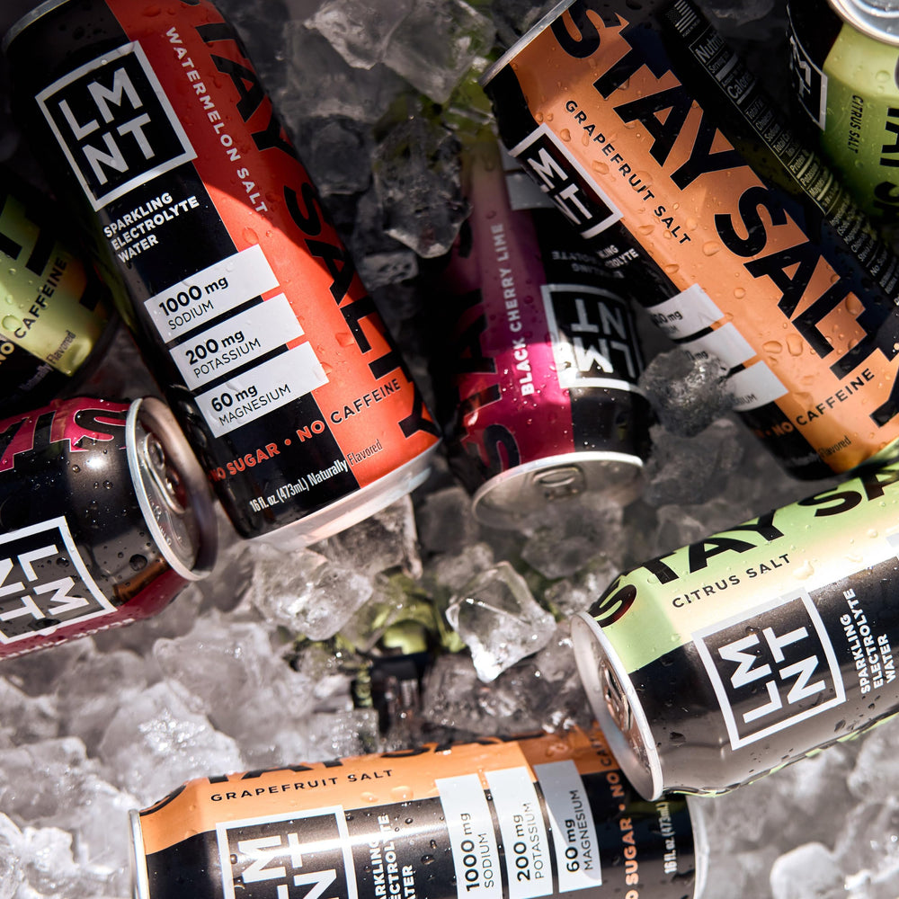 LMNT Sparkling Electrolyte Drink carton packaging for 12-count