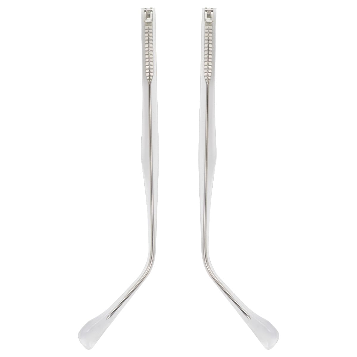 Clear metal eyeglass replacement arm front view