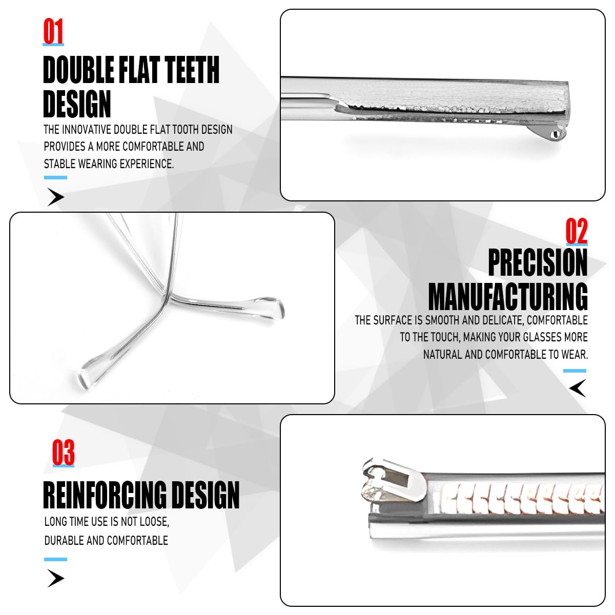 Replacement arm showing hinge compatibility with glasses