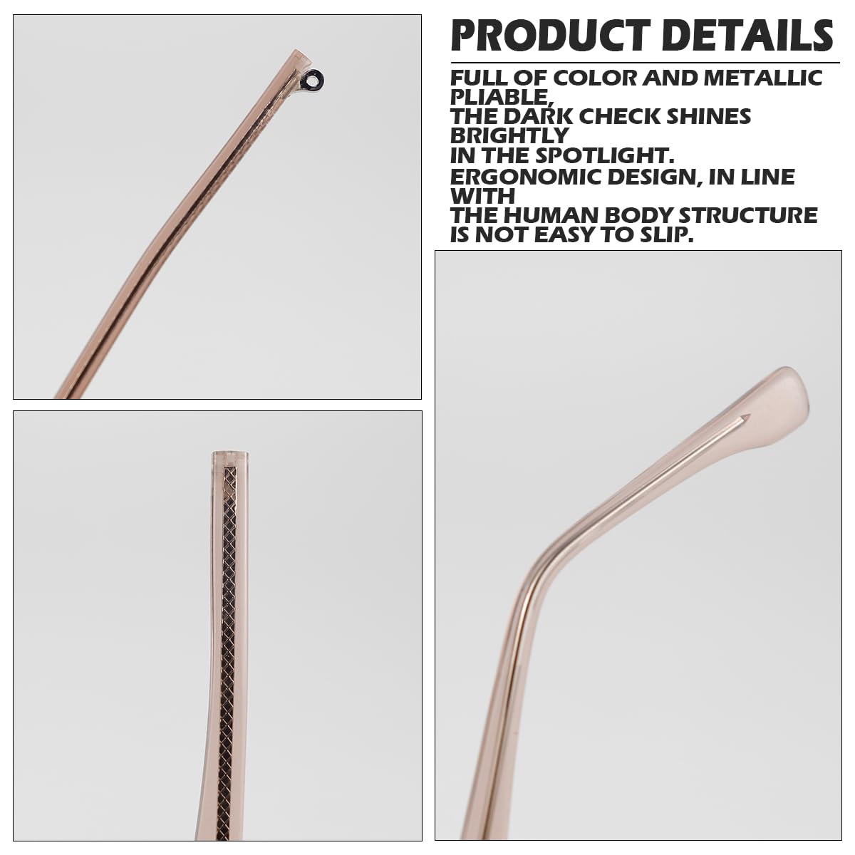 Eyeglasses replacement arm side profile with comfortable design
