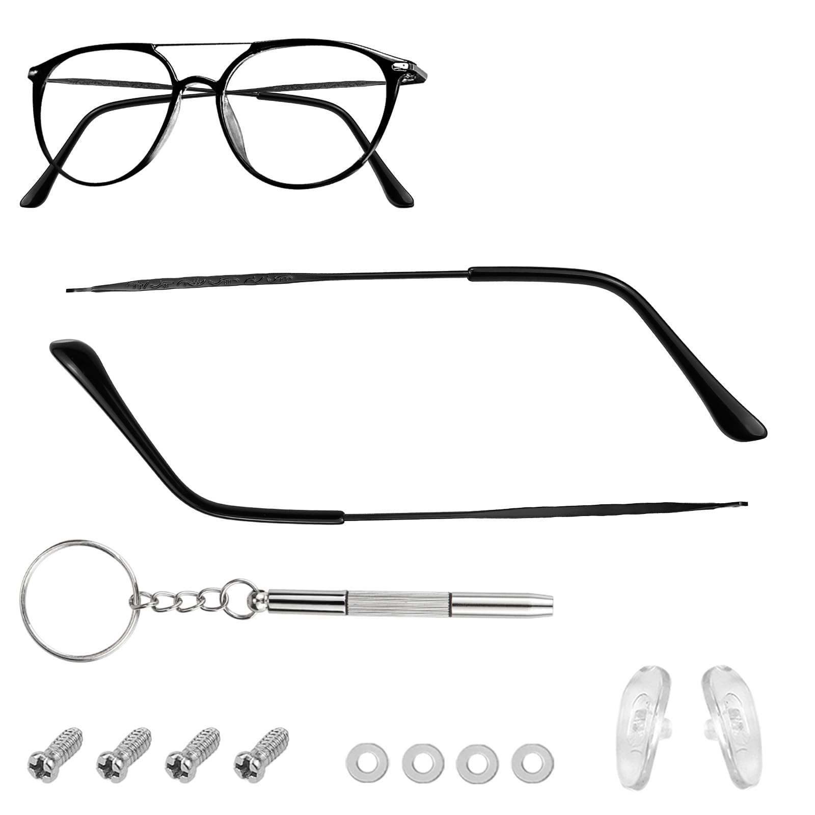 LNQ Lunqi black metal eyewear temple replacement – left temple close-up