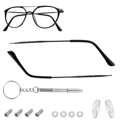 LNQ Lunqi black metal eyewear temple replacement – left temple close-up