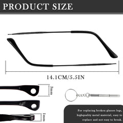 LNQ Lunqi black metal eyewear temple replacement – right temple close-up