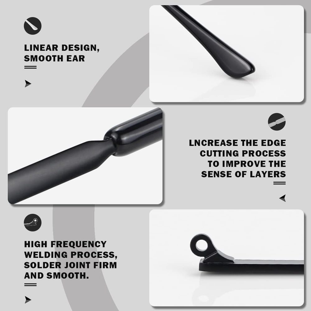 Replacement temple attached to eyewear frame in black