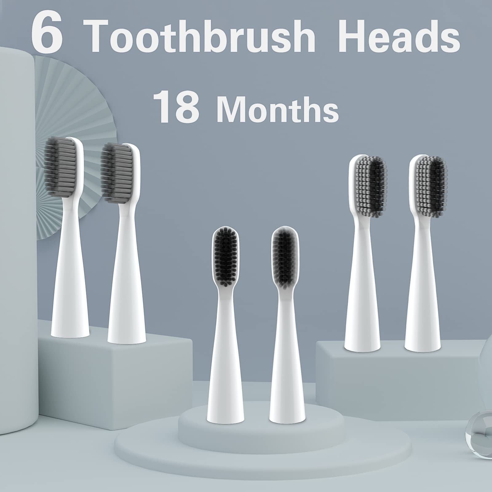 Six brush heads for Loafar Sonic Toothbrush