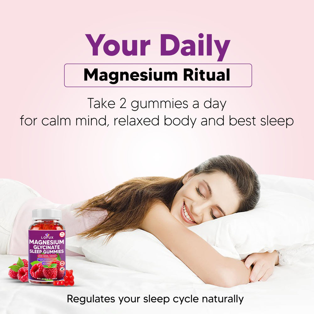 Lofux Raspberry flavored magnesium glycinate gummies