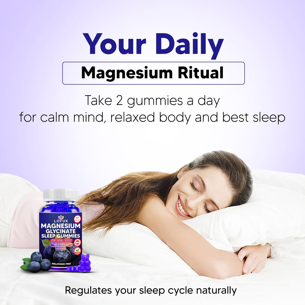 Close-up of blueberry-flavored magnesium glycinate gummy