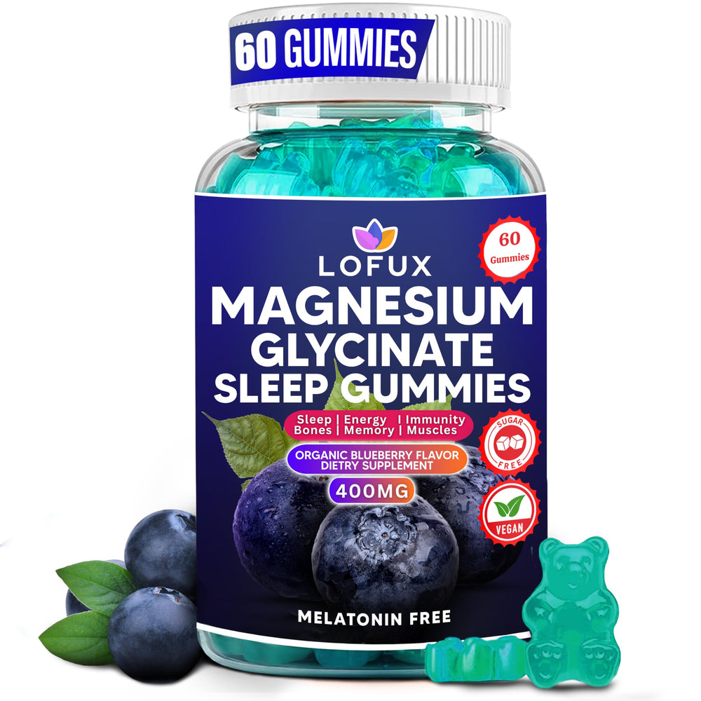 Front view of Lofux Magnesium Glycinate Gummies bottle
