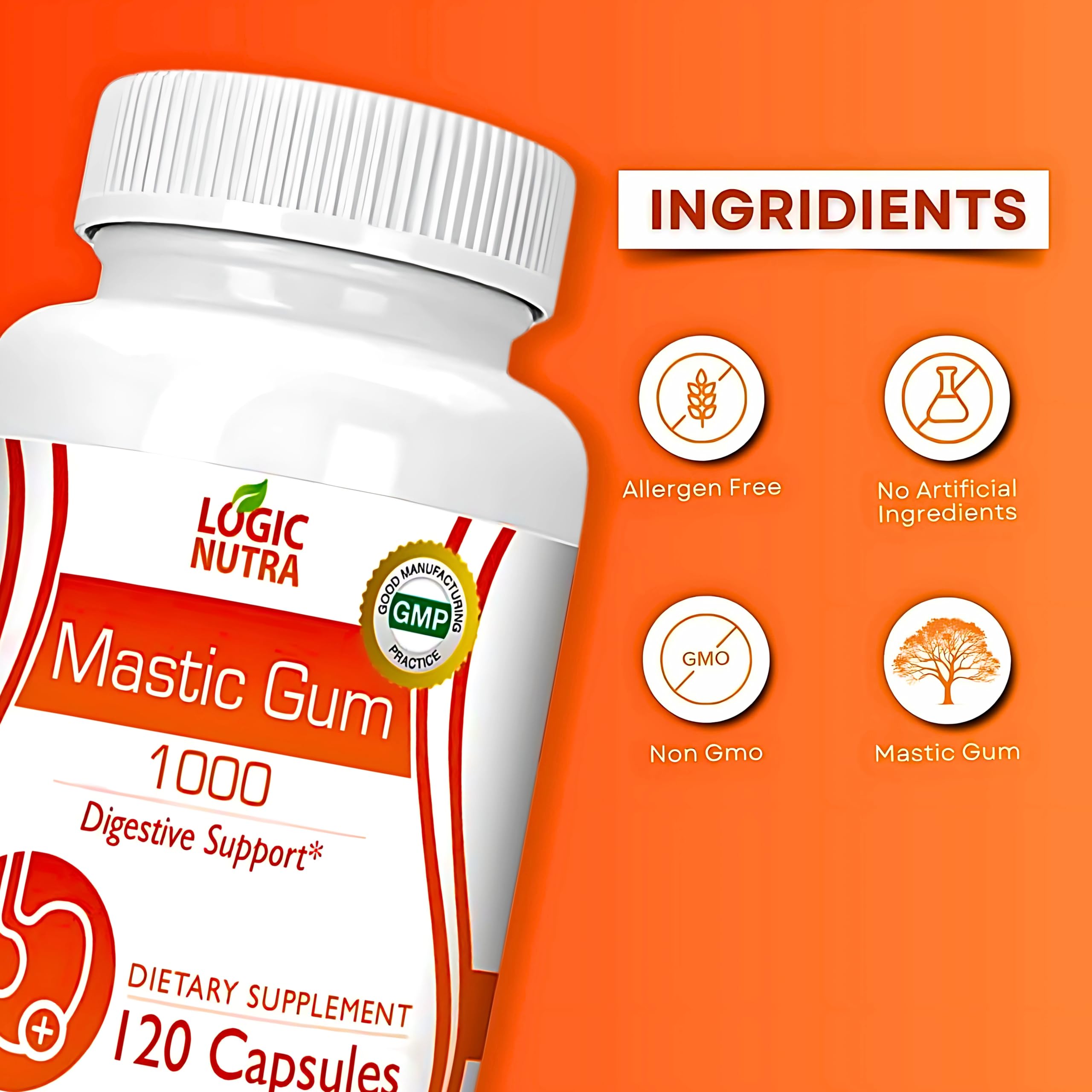 Product packaging display for Logic Nutra mastic gum capsules