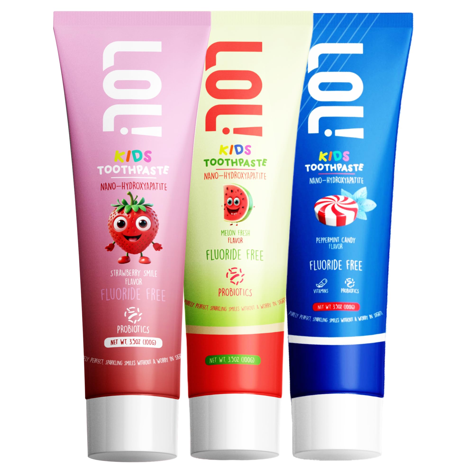 LOL Kids Toothpaste 3-Flavors Pack front view