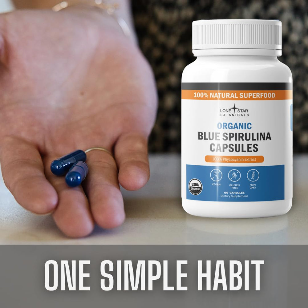 Blue spirulina powder visual with scoop