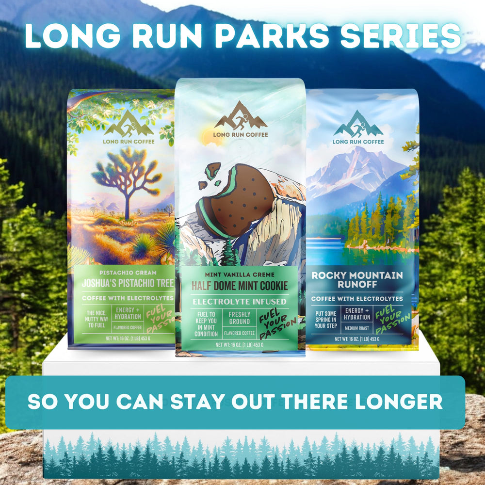 Long Run Coffee mint cookie 1lb bag on shelf for convenient daily fuel.