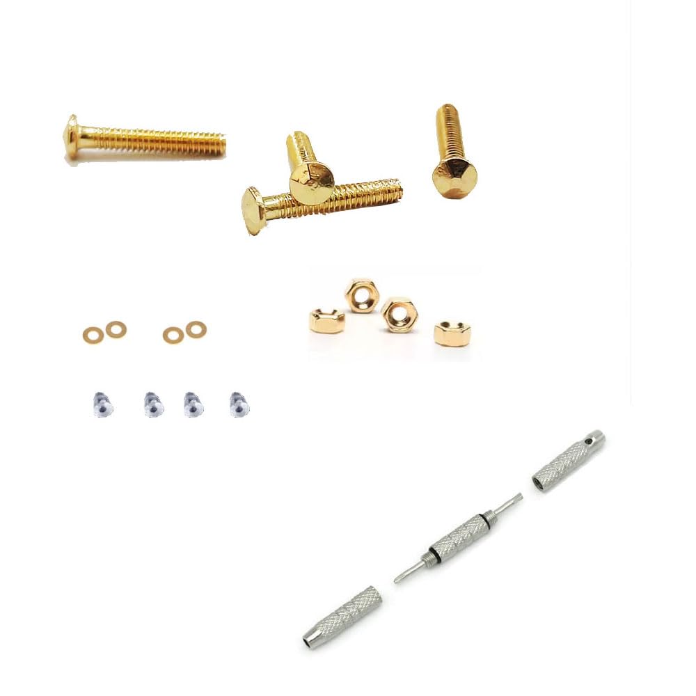 Gold diamond head long screws for rimless glasses