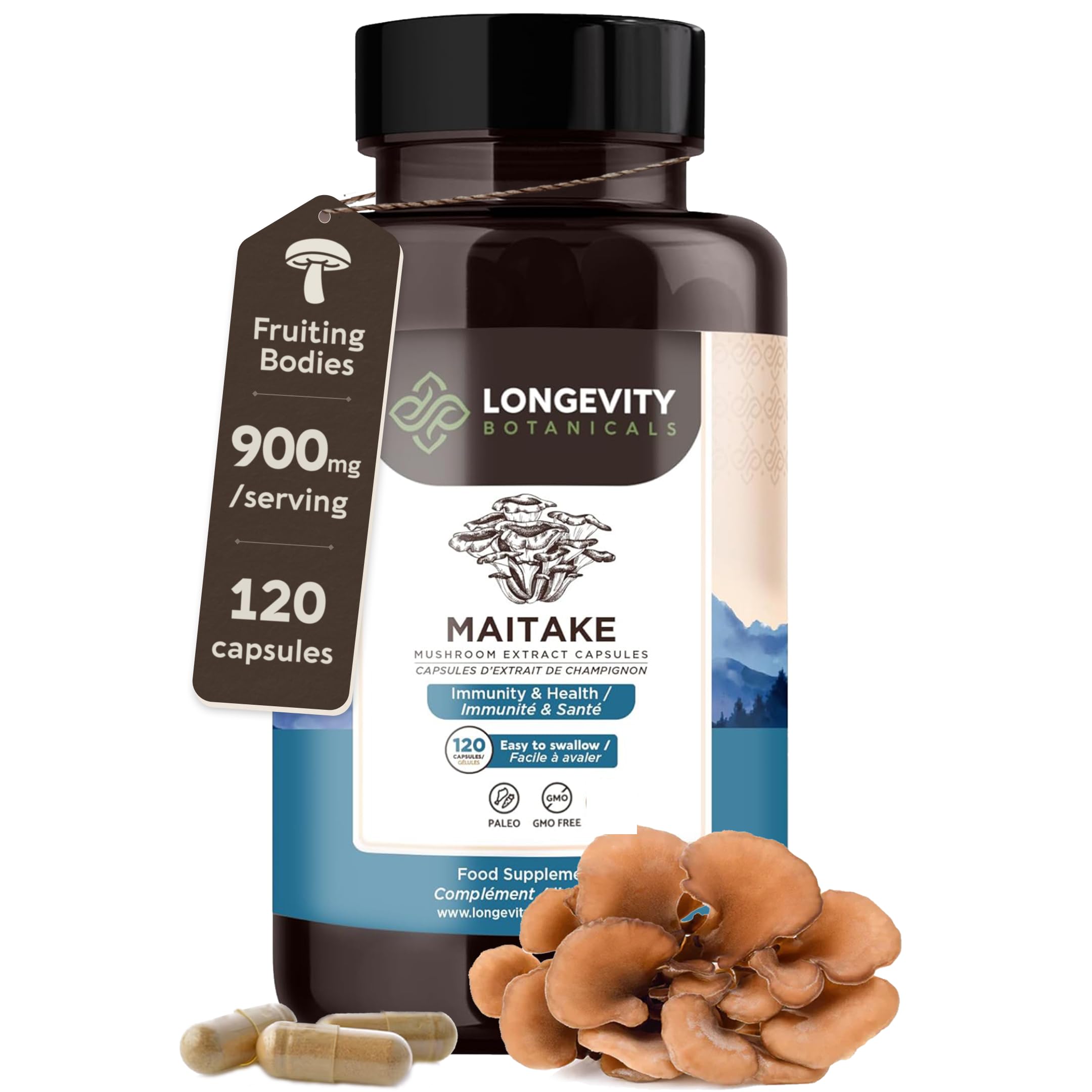 Longevity Botanicals Maitake Mushroom Extract Capsules bottle