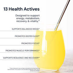 Graphic showing pineapple yuzu flavor of Longevity Mix
