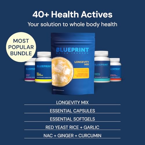 Product packaging of Blueprint Bryan Johnson Longevity Mix 30 servings