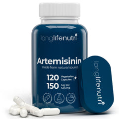Bottle of LongLifeNutri Artemisinin 150mg with 120 vegetarian capsules