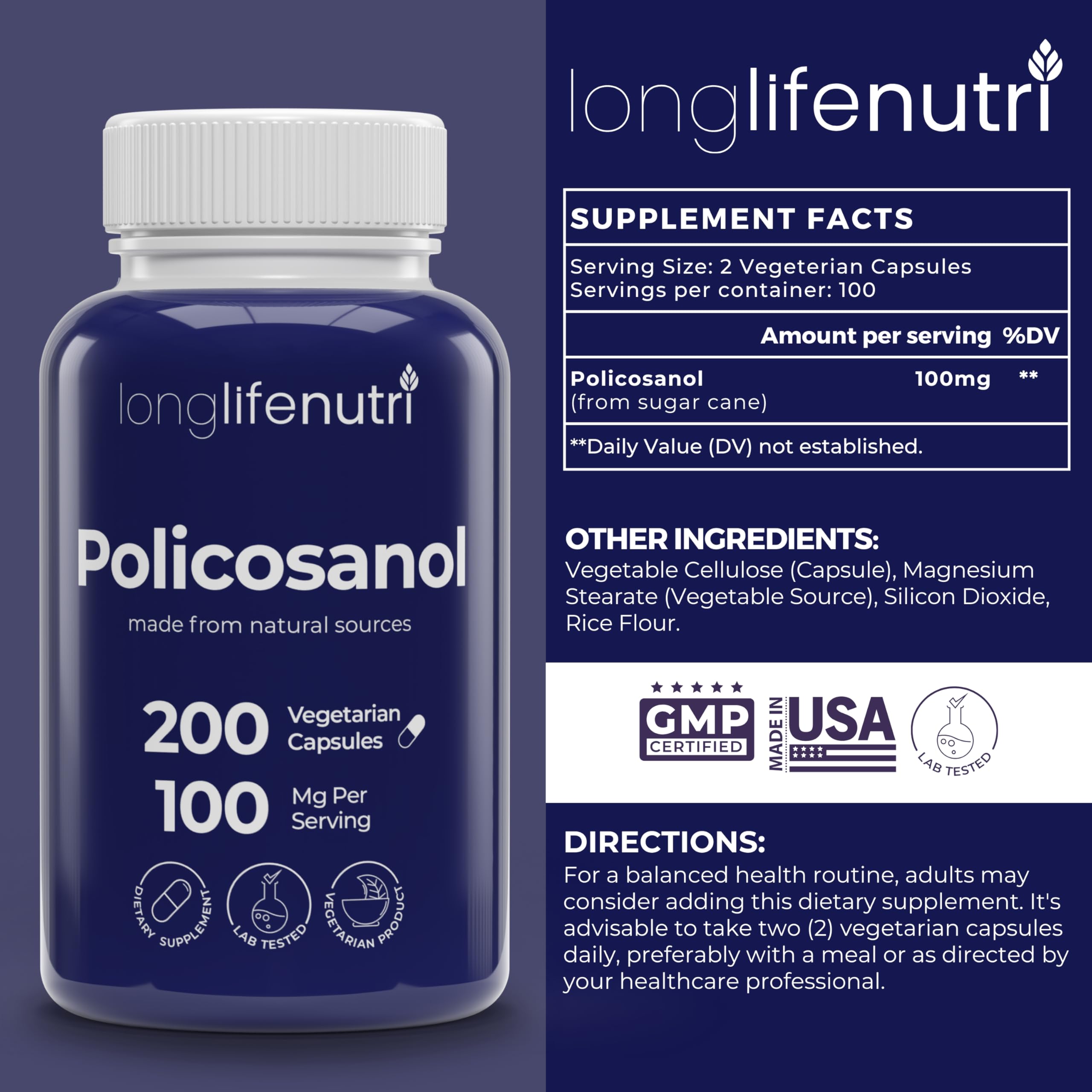 Sugar cane-derived ingredients used in Policosanol