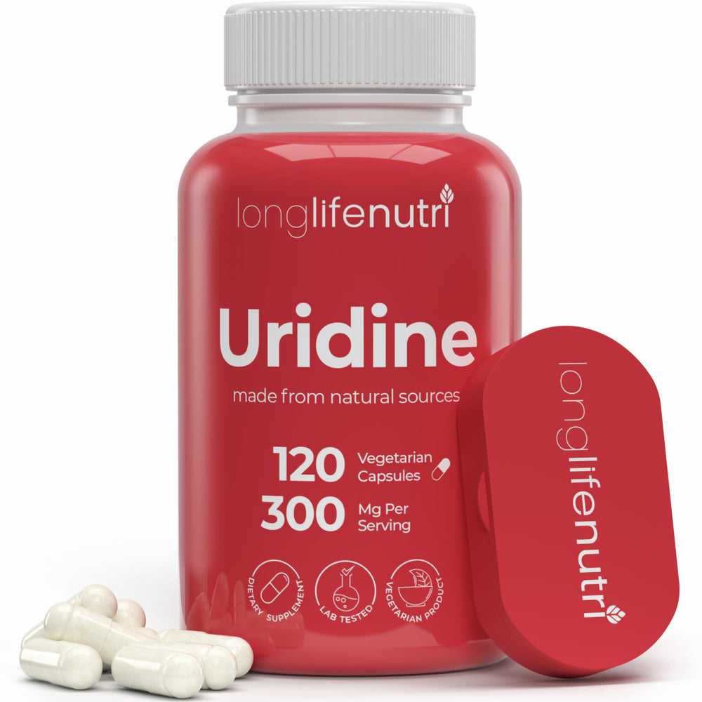 LongLifeNutri Uridine Monophosphate 300mg bottle – 120 vegetarian capsules