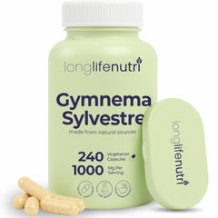 LongLifeNutri Gymnema Sylvestre 1000mg bottle with Organic 20:1 Leaf Extract label