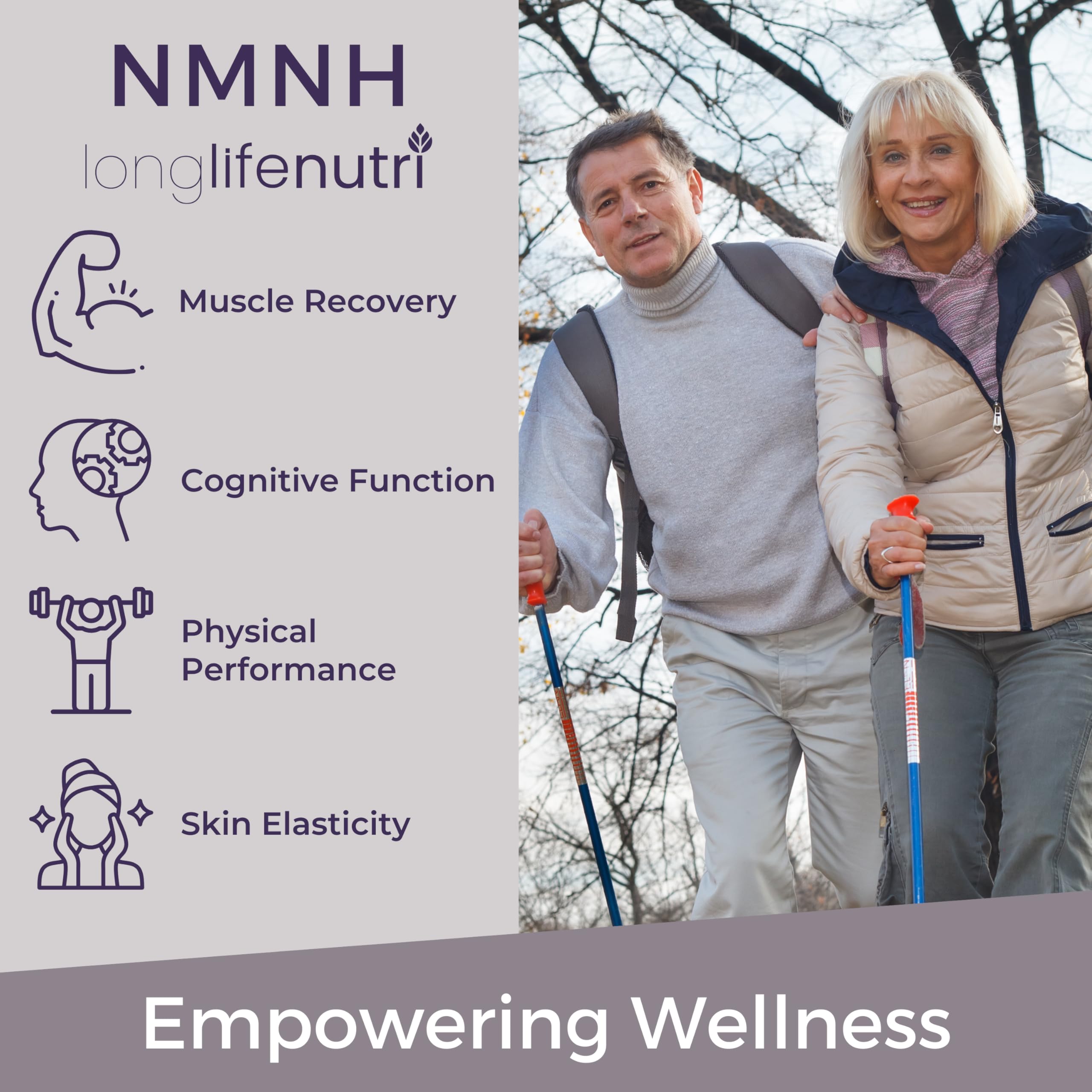 Packshot showing a 2-month supply of NMNH capsules