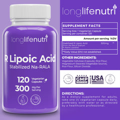 Close-up of R-Alpha Lipoic Acid 300mg capsules