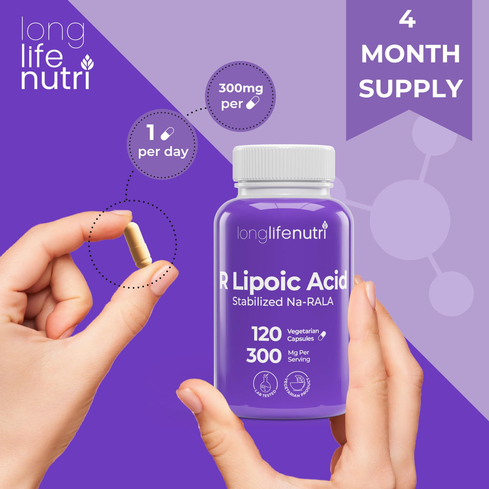 Ingredients panel of LongLifeNutri R-ALA 300mg