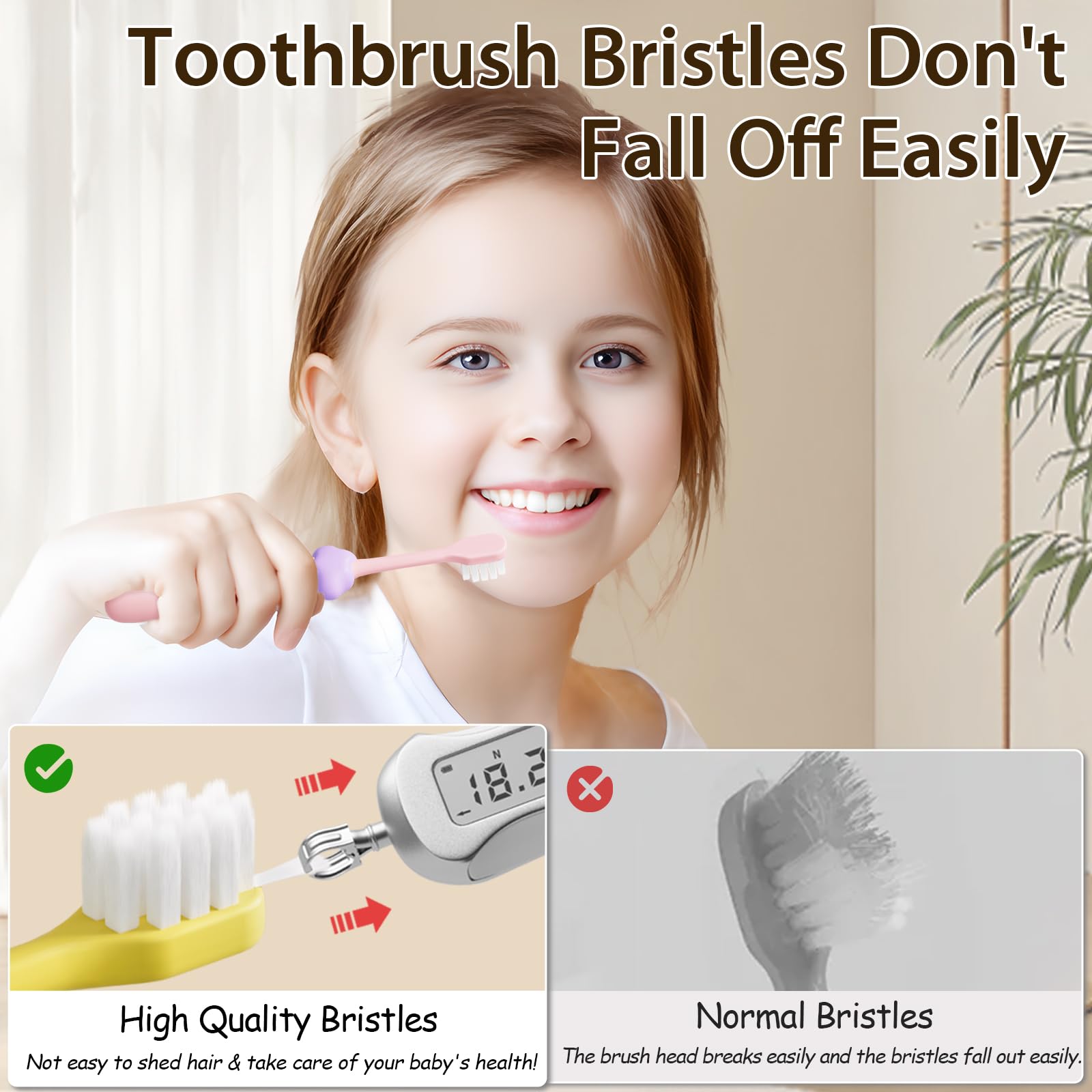 Toothbrushes in four colors for kids aged 2+