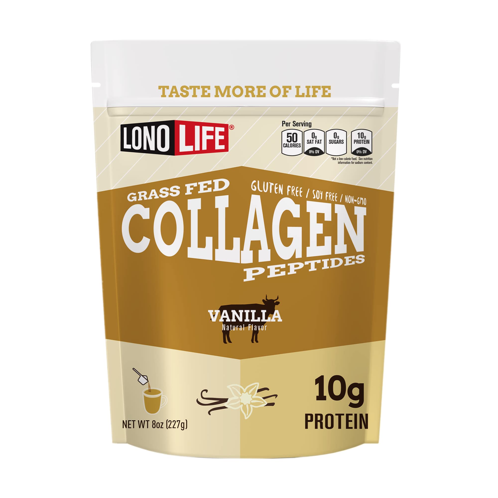 LonoLife Vanilla Collagen Peptides 8 oz container