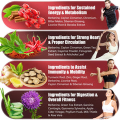 Ingredients: berberine, cinnamon, green tea extract, Garcinia cambogia in capsule