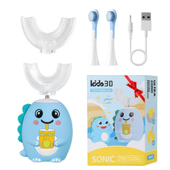 Front view of LOOT Kids U Shaped Electric Toothbrush in blue