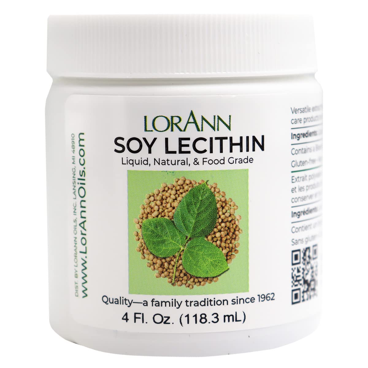 LorAnn Lecithin Liquid 4 oz jar – front view