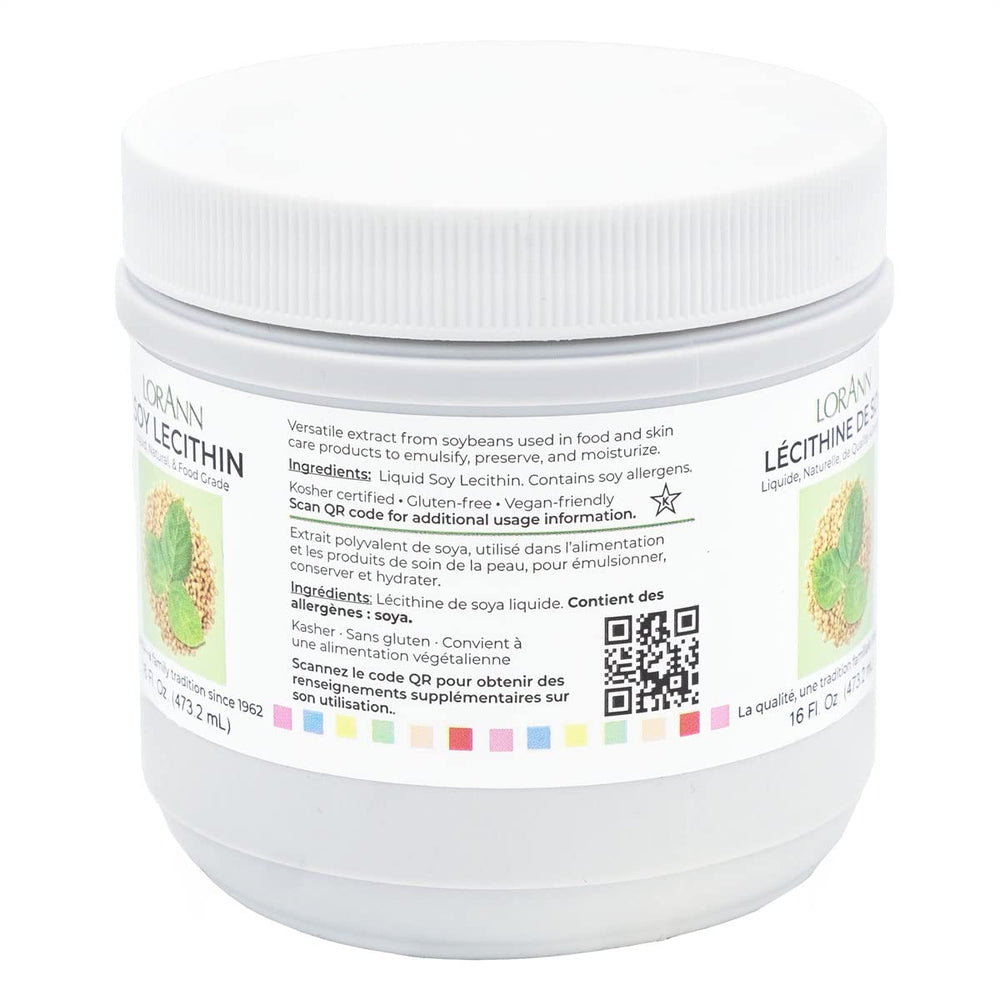 Label of LorAnn Lecithin Liquid 4 oz jar showing ingredients