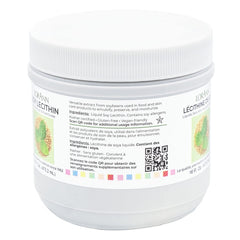 Label of LorAnn Lecithin Liquid 4 oz jar showing ingredients