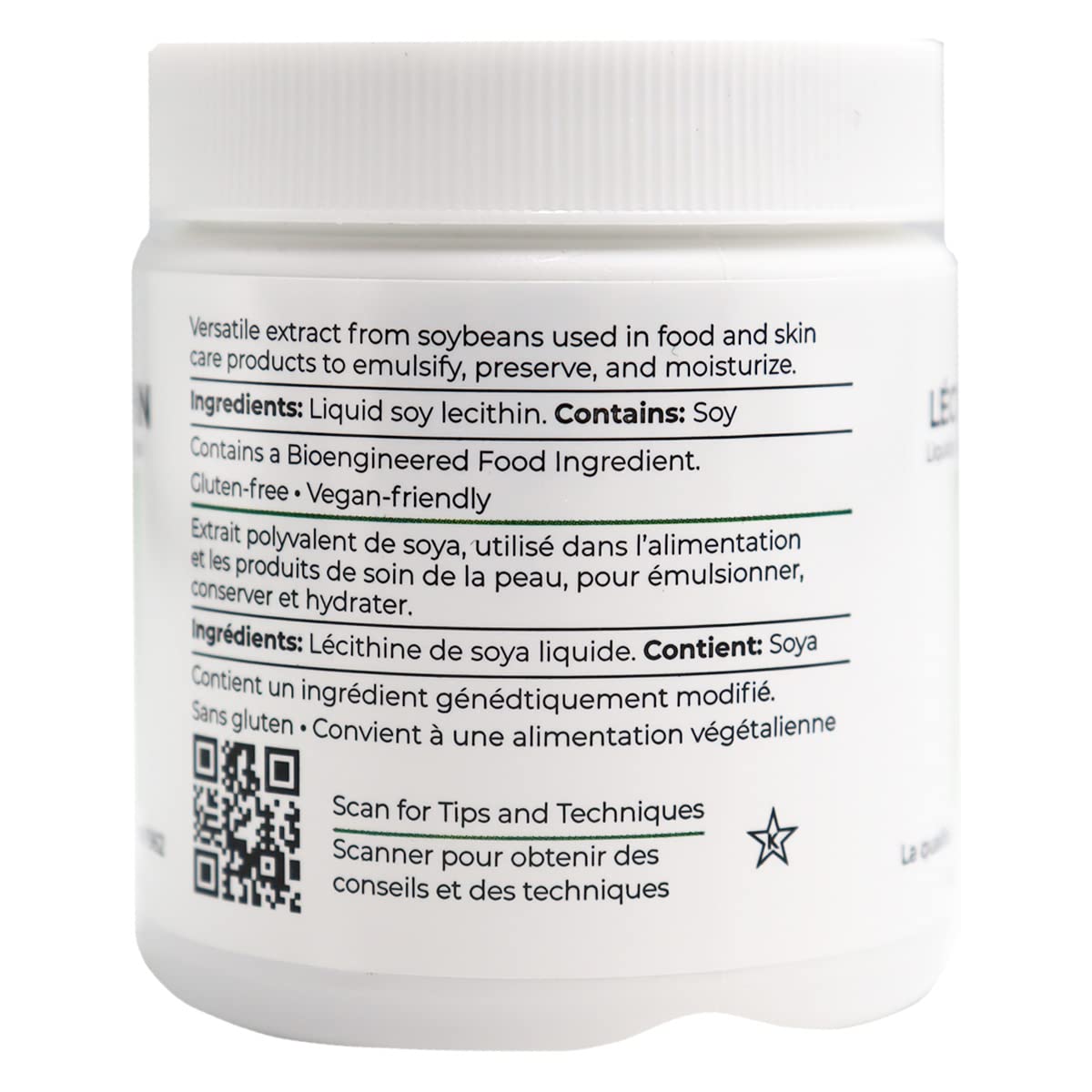 LorAnn Lecithin Liquid 4 oz jar with usage and emulsifier notes