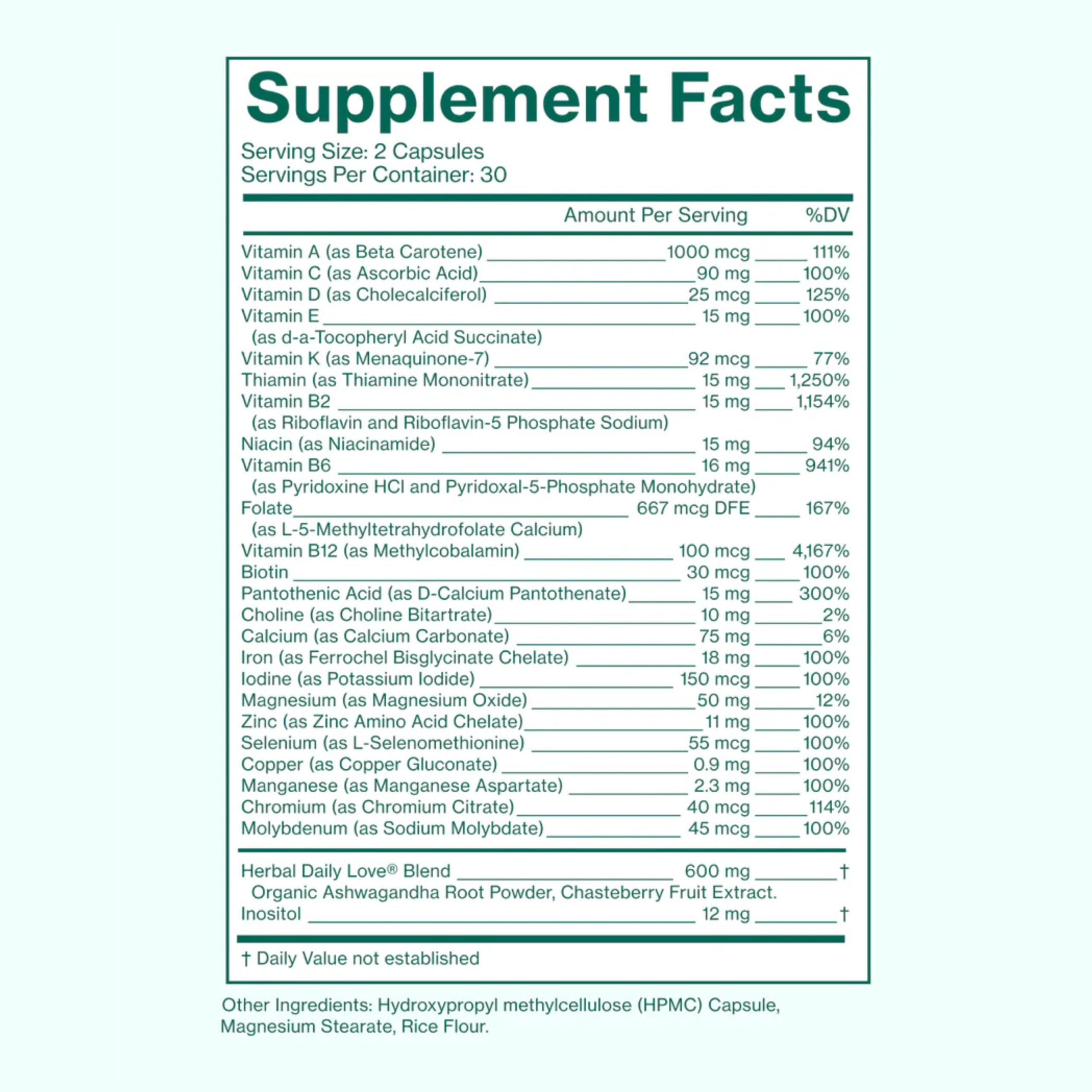 Benefits include healthy skin, nails and hair, energy and PMS support