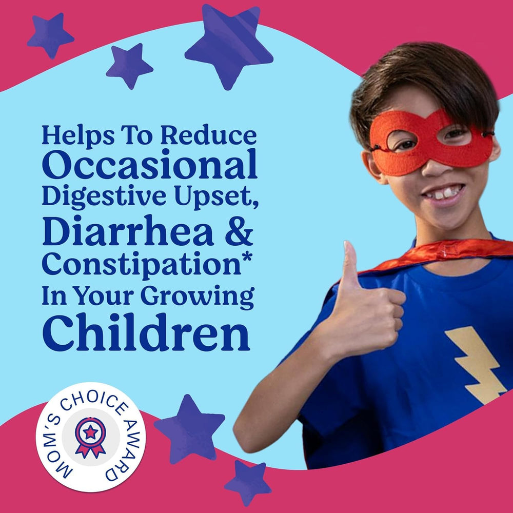 Close-up of Lovebug Kids Probiotic Gummies showing strawberry flavor chewables