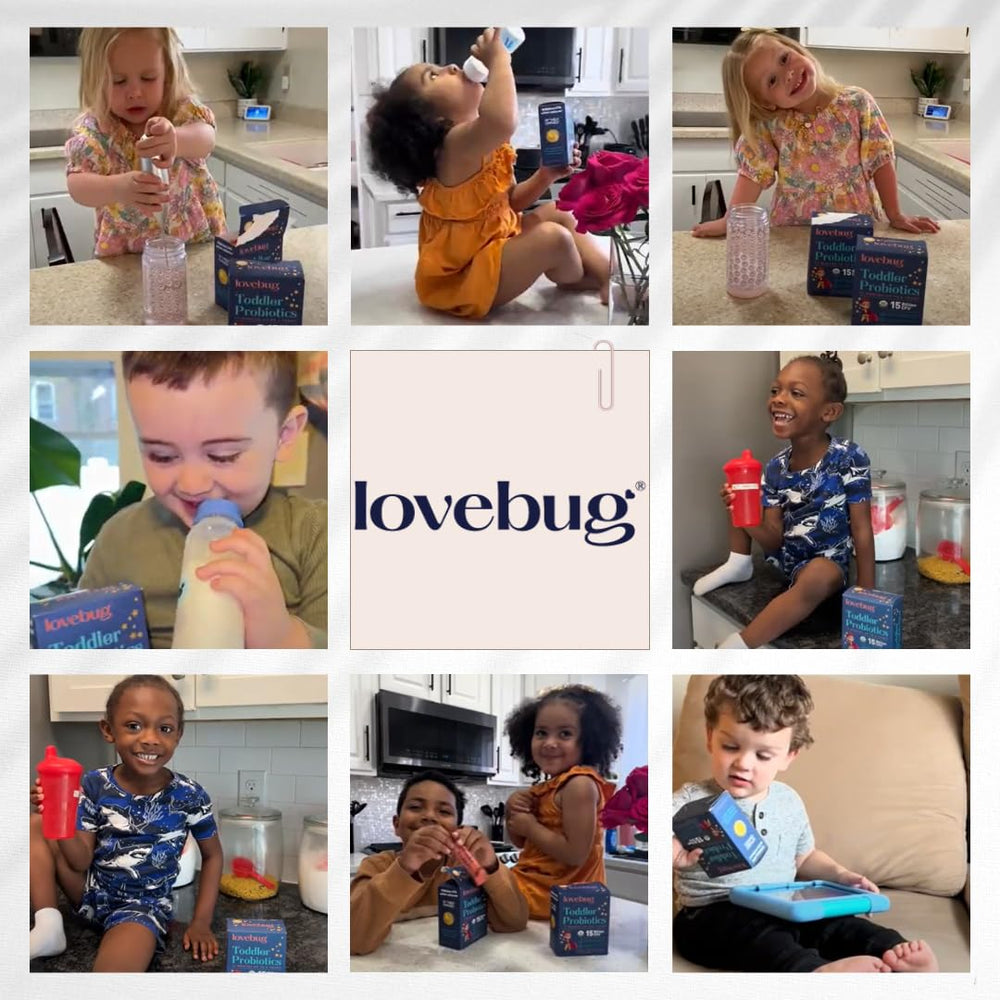 Family-inspired Lovebug brand design emphasizing clean, science-based probiotics