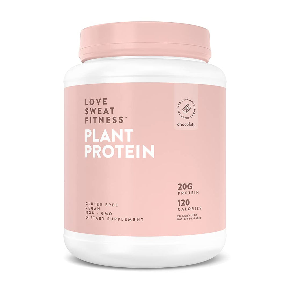 Love Sweat Fitness Organic Protein Powder Chocolate tub offers creamy flavor for easy daily protein.