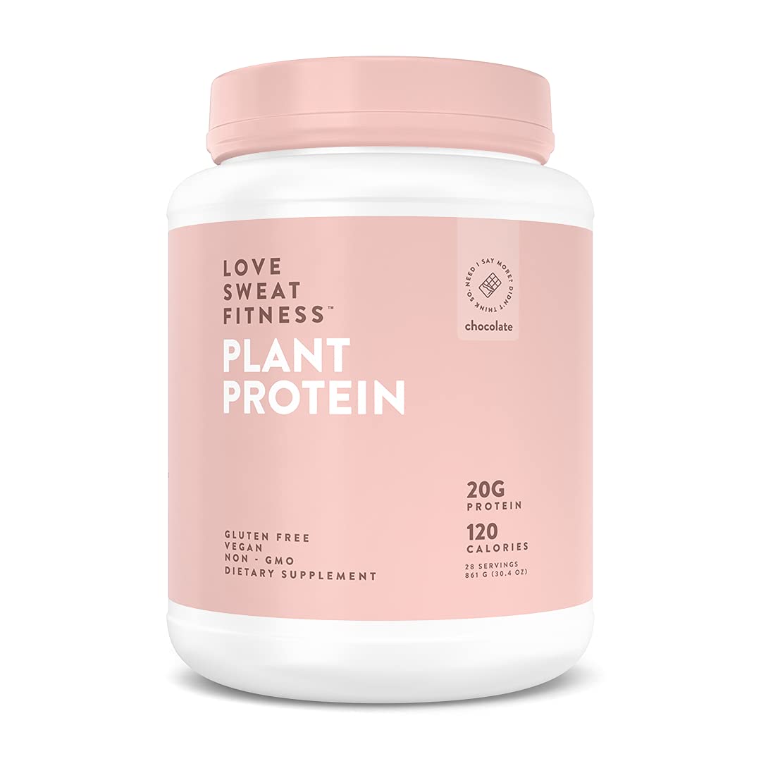 Love Sweat Fitness Organic Protein Powder Chocolate tub offers creamy flavor for easy daily protein.