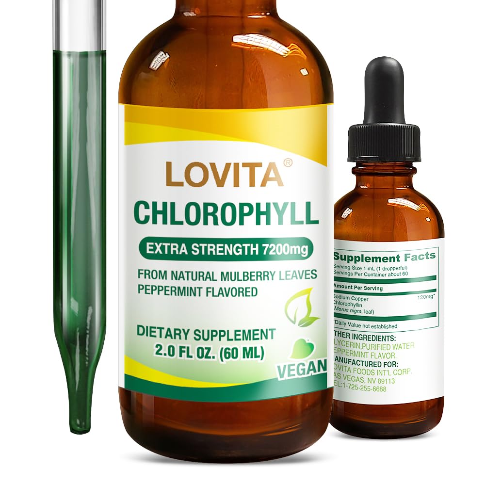Front view of Lovita Chlorophyll Drops bottle