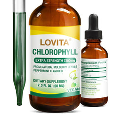 Front view of Lovita Chlorophyll Drops bottle